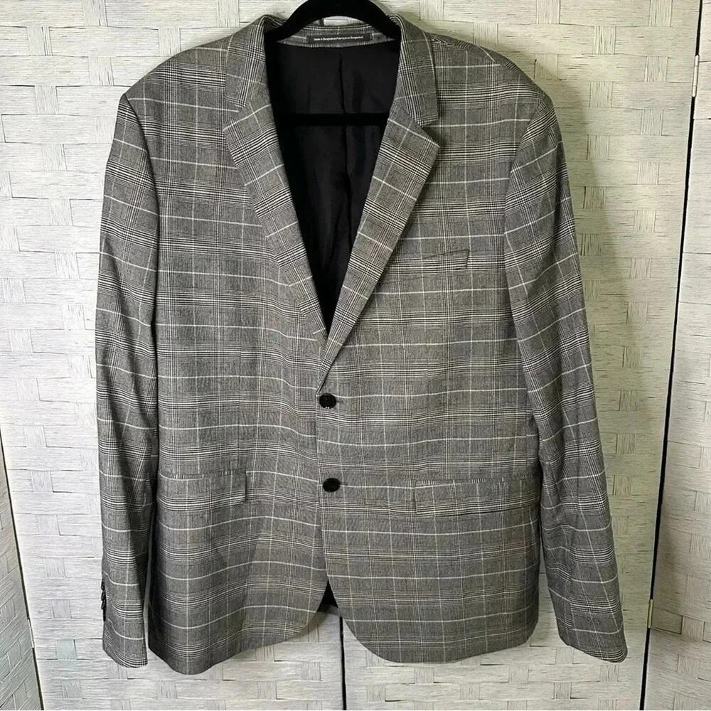 H&M‎ black label sports coat blazer black-and-white plaid in excellent condition